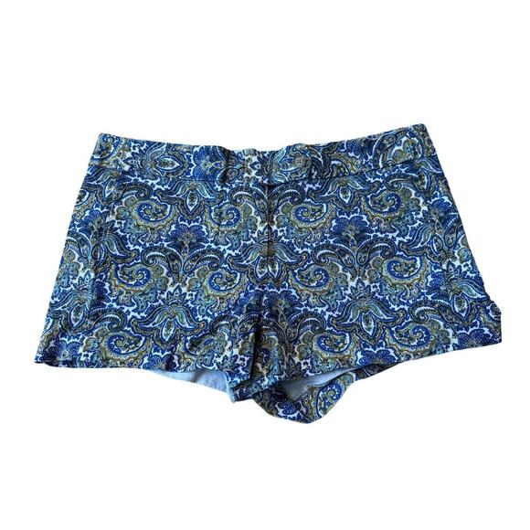 J. CREW dressy shorts, Size 8; Blue & Green Paisley print - Picture 1 of 11